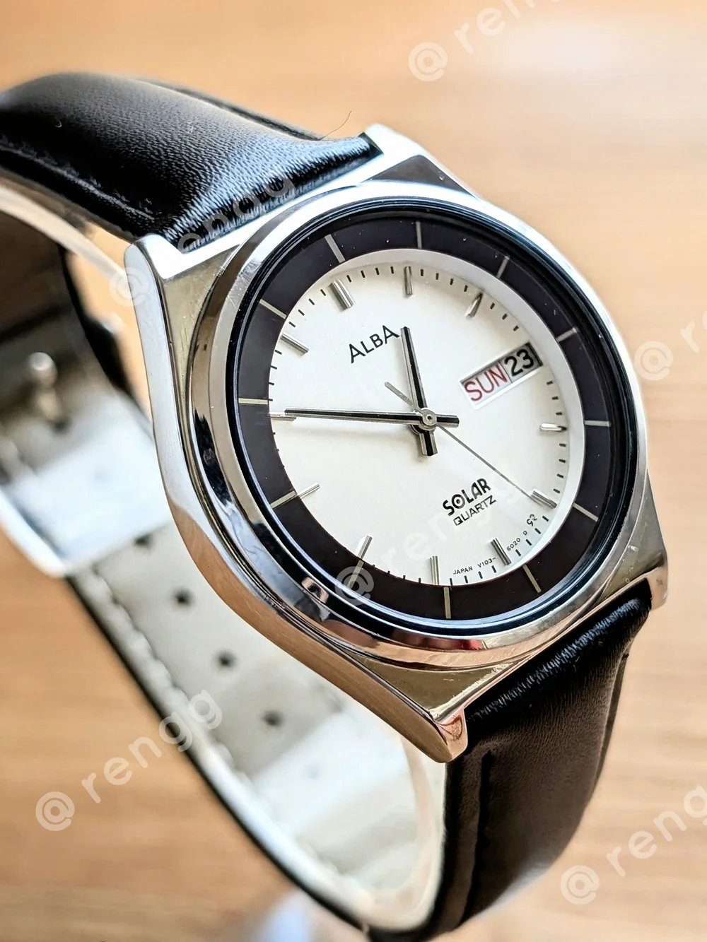 Rare JDM 36mm ALBA Solar Quartz Men's Watch - Silver Case 9mm Thickness